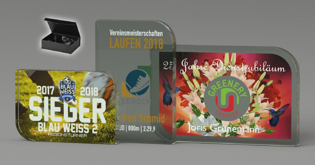 Glasaufsteller LEADER mit Digitaldruck