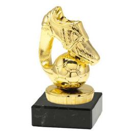 Trophäe FUSSBALL SCHUH gold auf Marmor