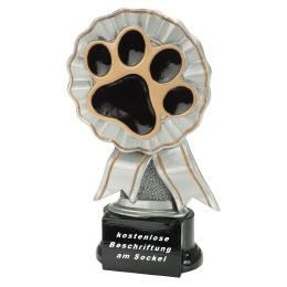 Hundesport-Pokal in Gold mit Figur "Hundepfote" in 3 Grössen inkl Beschriftung 